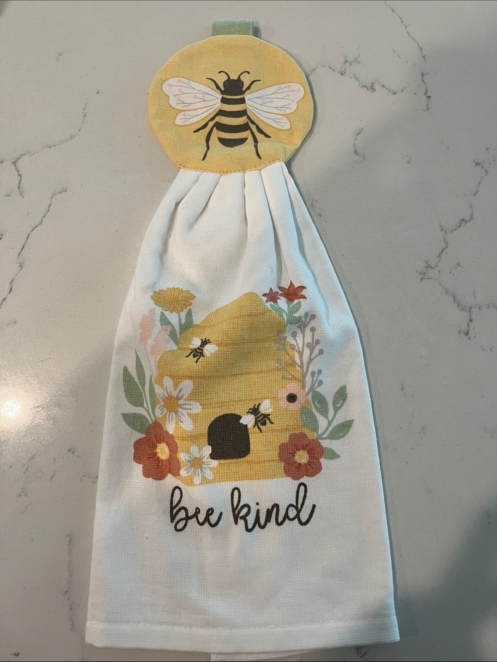 Bee Kind Yellow Beehive Hanging Kitchen Towel - Unbranded